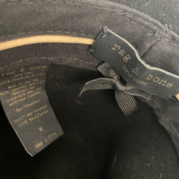 Rag & Bone floppy brim felted wool fedora size medium, black color, leather band - Picture 5 of 9